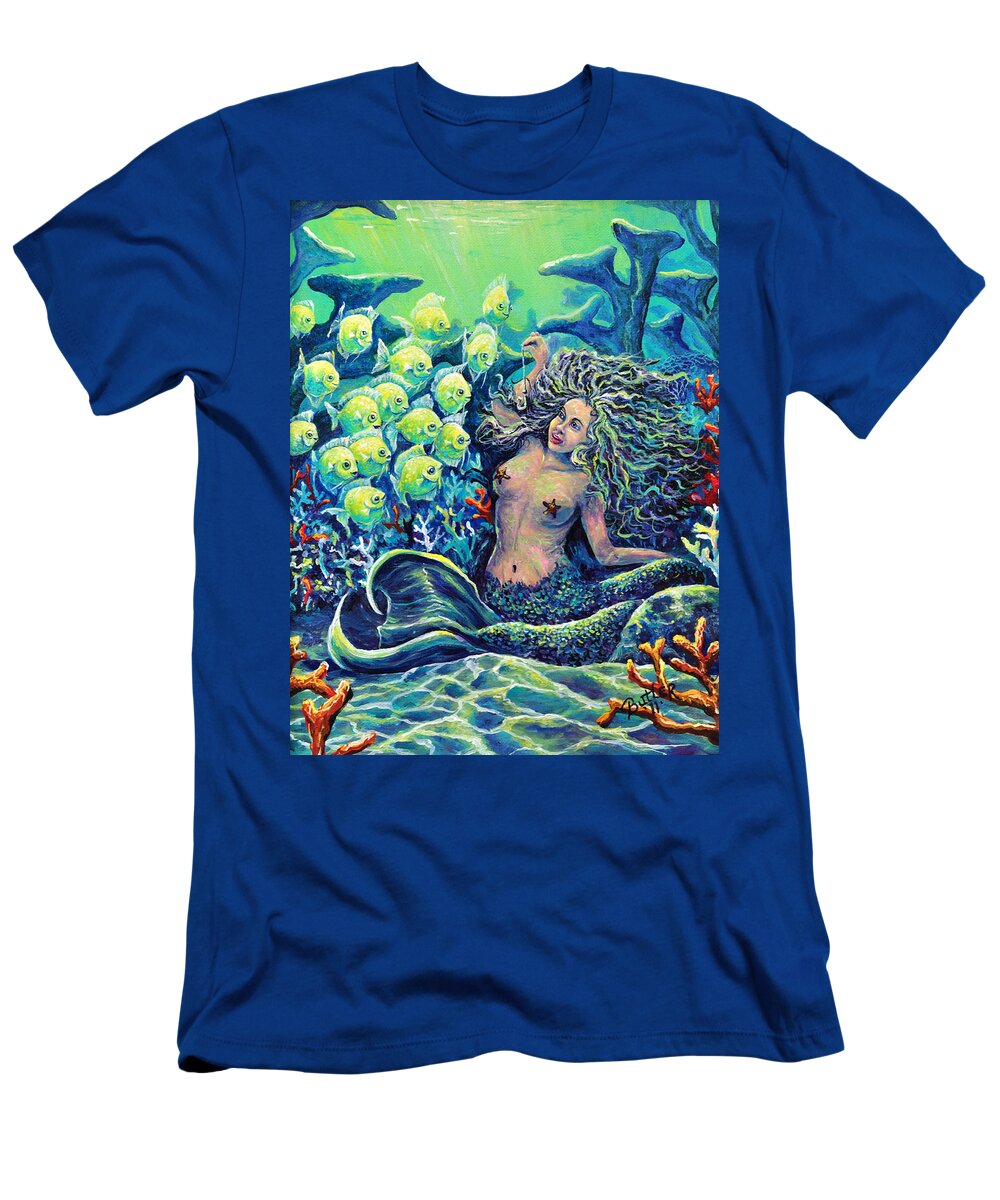 Mermaid T-Shirt featuring the painting Proper Schooling by Gail Butler