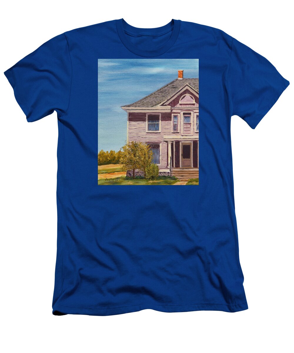 Painting T-Shirt featuring the painting Purple House on the Prairie by Alan Mager