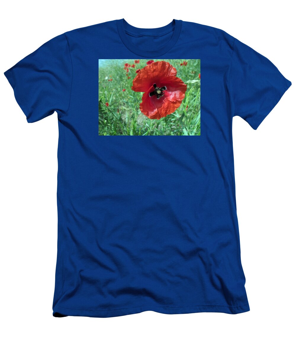 Red T-Shirt featuring the photograph Red poppy by Vesna Martinjak