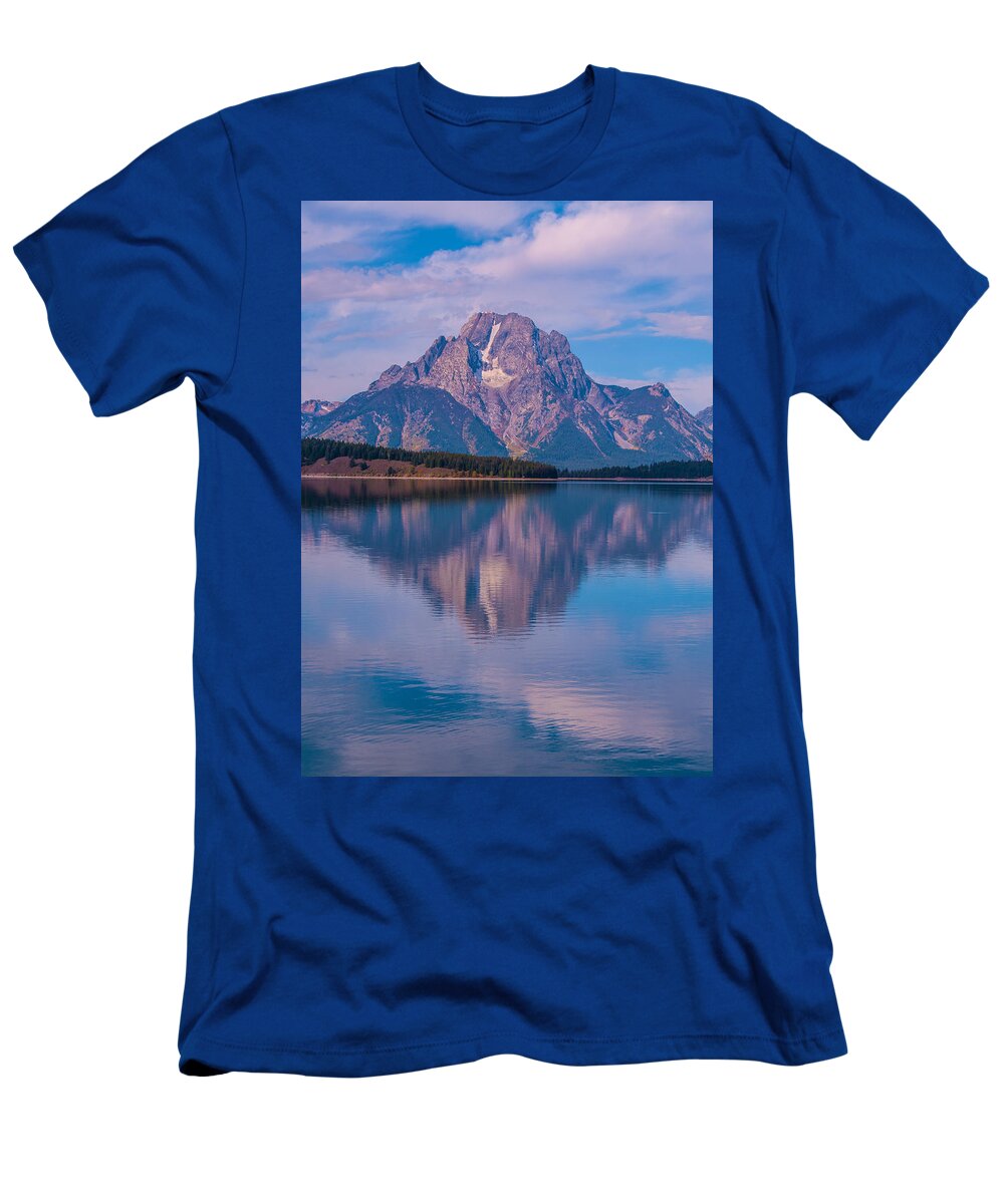 Brenda Jacobs Photography & Fine Art T-Shirt featuring the photograph Reflections of Mount Moran by Brenda Jacobs