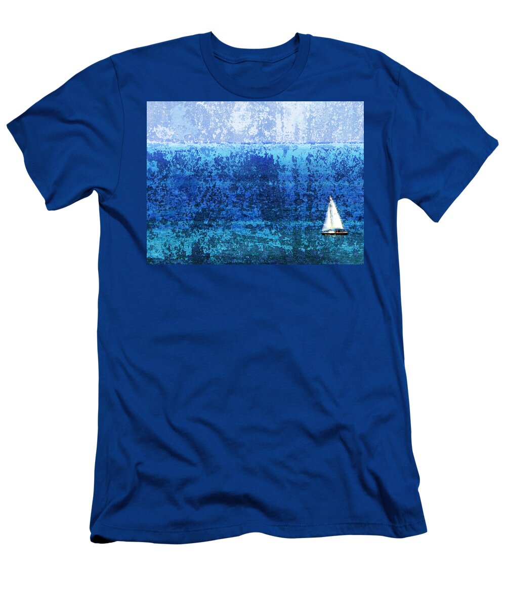 Sailboat T-Shirt featuring the digital art Sailboat w Texture by Anita Burgermeister