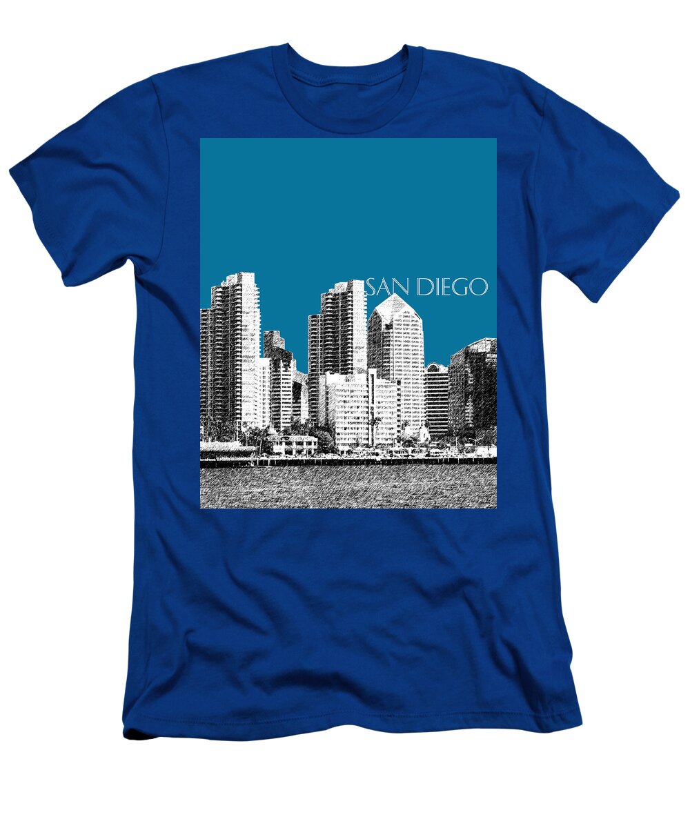Architecture T-Shirt featuring the digital art San Diego Skyline 1 - Steel by DB Artist