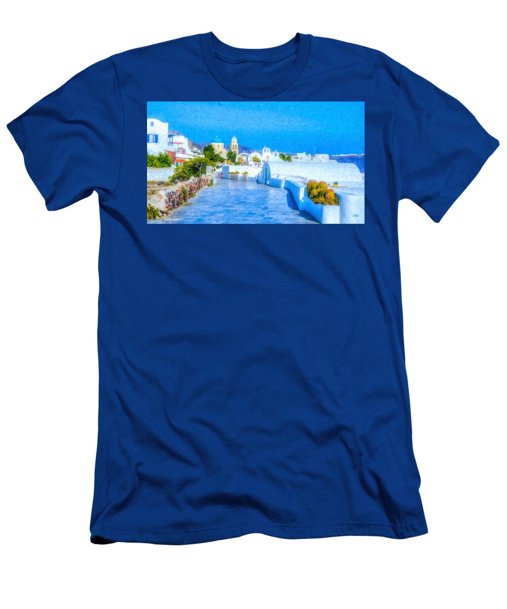 Oia T-Shirt featuring the painting Santorini Grk4120 by Dean Wittle