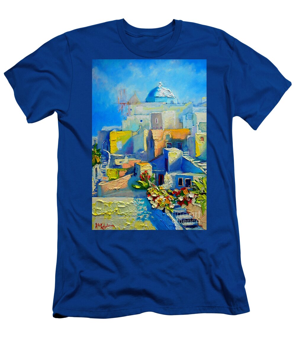 Santorini T-Shirt featuring the painting Santorini Light by Ana Maria Edulescu