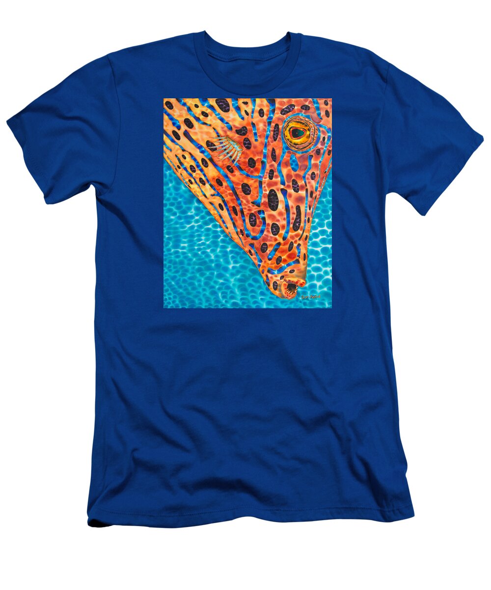 Scrawled Filefish T-Shirt featuring the painting Scrawled File Fish by Daniel Jean-Baptiste