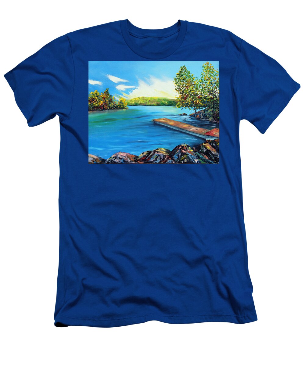 Lake T-Shirt featuring the painting Season's End by Meaghan Troup