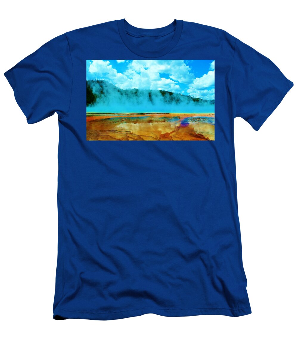 Yellowstone National Park T-Shirt featuring the photograph Shooting up steam by Catie Canetti