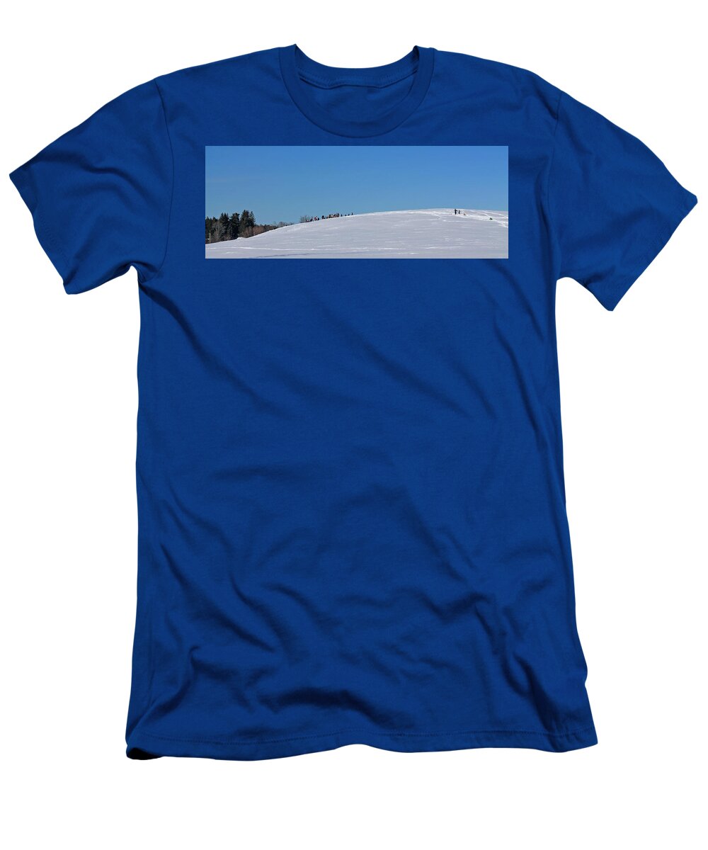 Lancaster Ma T-Shirt featuring the photograph Dexter Drumlin Hill Sledding by Michael Saunders