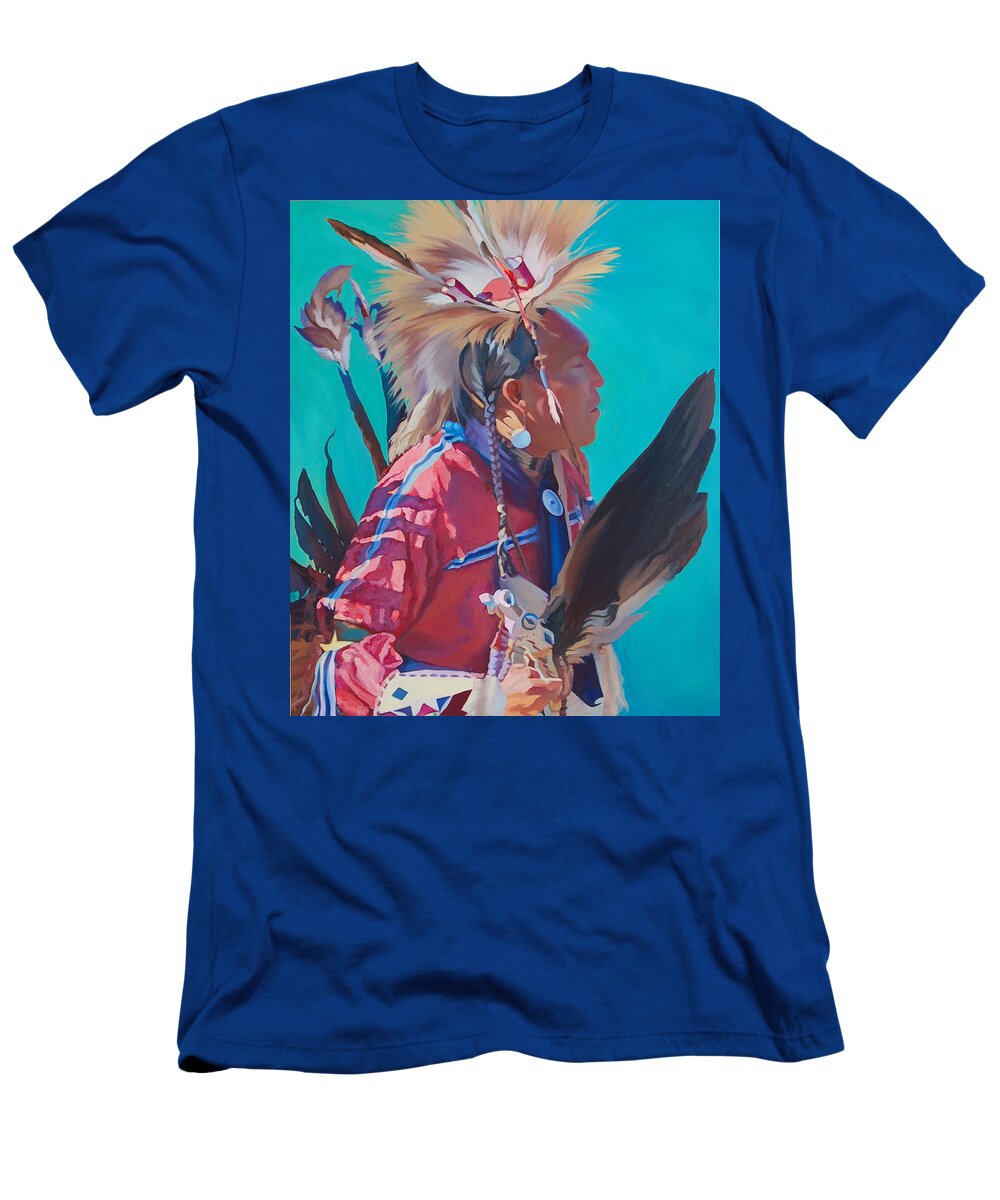 Native American T-Shirt featuring the painting Spirit of the Dance by Christine Lytwynczuk