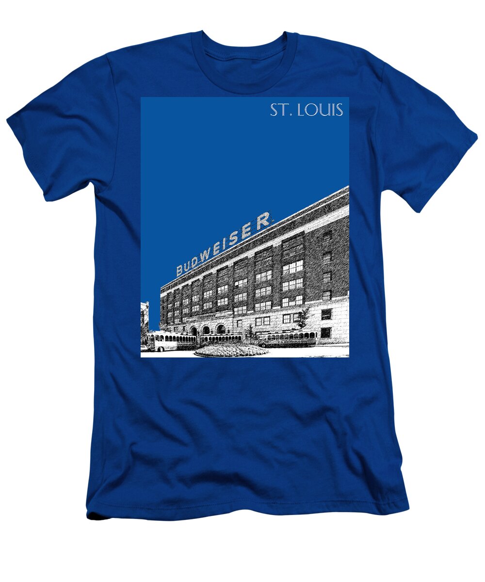 Architecture T-Shirt featuring the digital art St Louis Skyline Budweiser Brewery - Royal Blue by DB Artist
