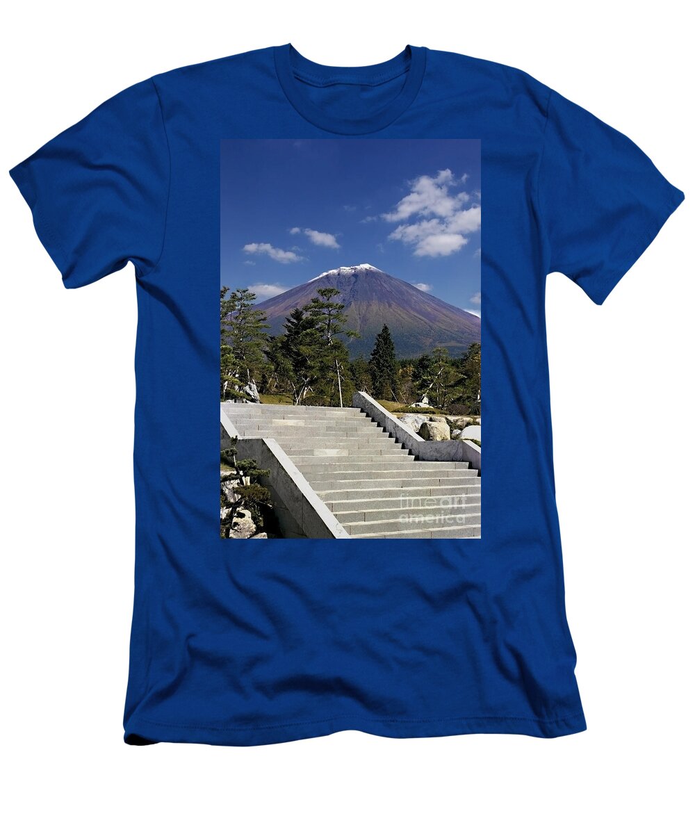 Japan T-Shirt featuring the photograph Stairway to Mt Fuji by Ellen Cotton