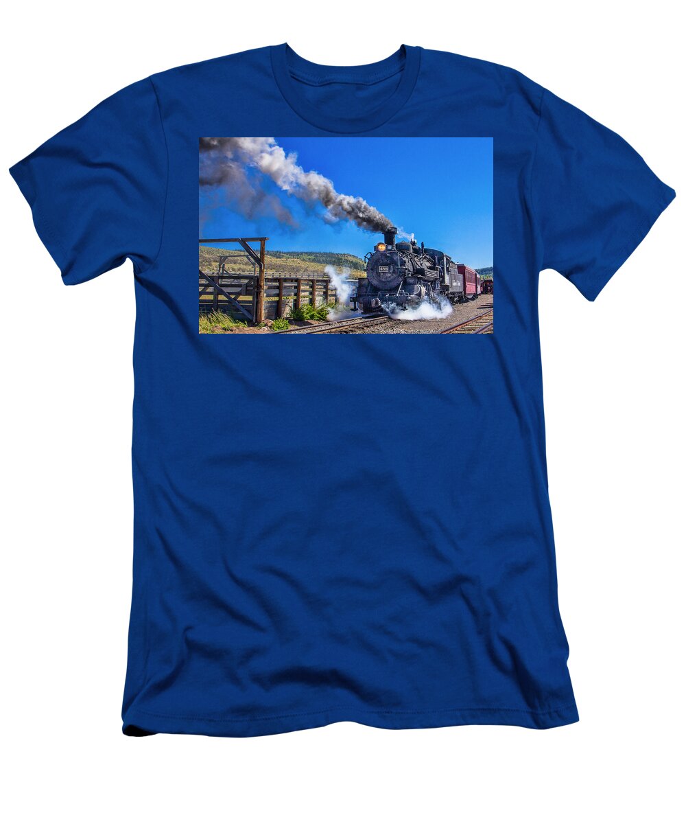 Steven Bateson T-Shirt featuring the photograph Steam Engine Relic by Steven Bateson