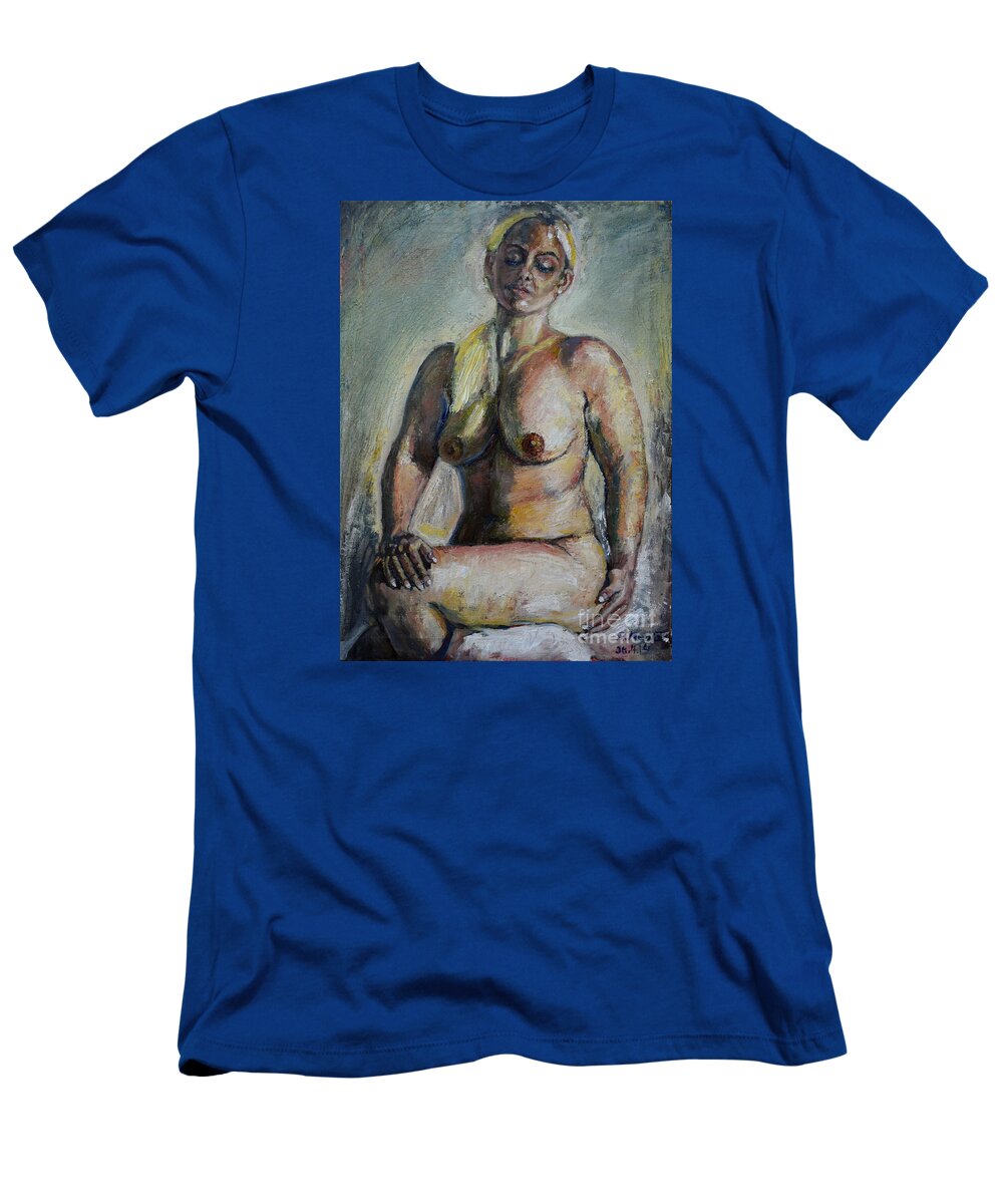 Nude Woman T-Shirt featuring the painting Strong Blond by Raija Merila