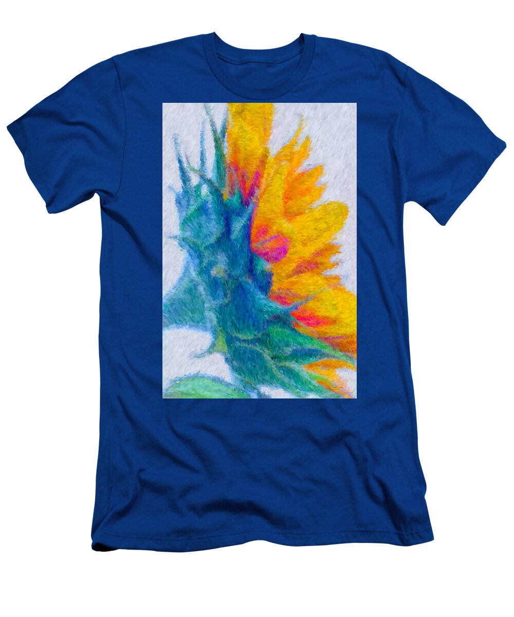Yellow T-Shirt featuring the photograph Sunflower Profile Impressionism by Heidi Smith