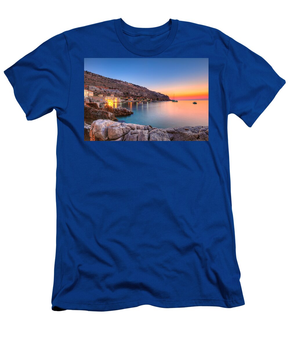 Architecture T-Shirt featuring the photograph Sunset in Limeni - Greece by Constantinos Iliopoulos