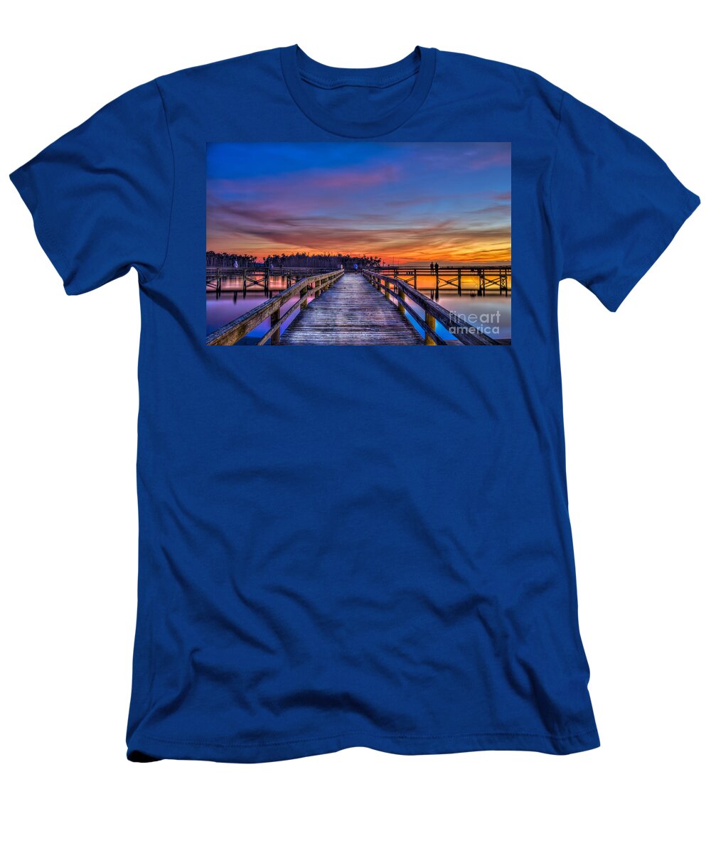 Fishing Pier T-Shirt featuring the photograph Sunset Pier Fishing by Marvin Spates