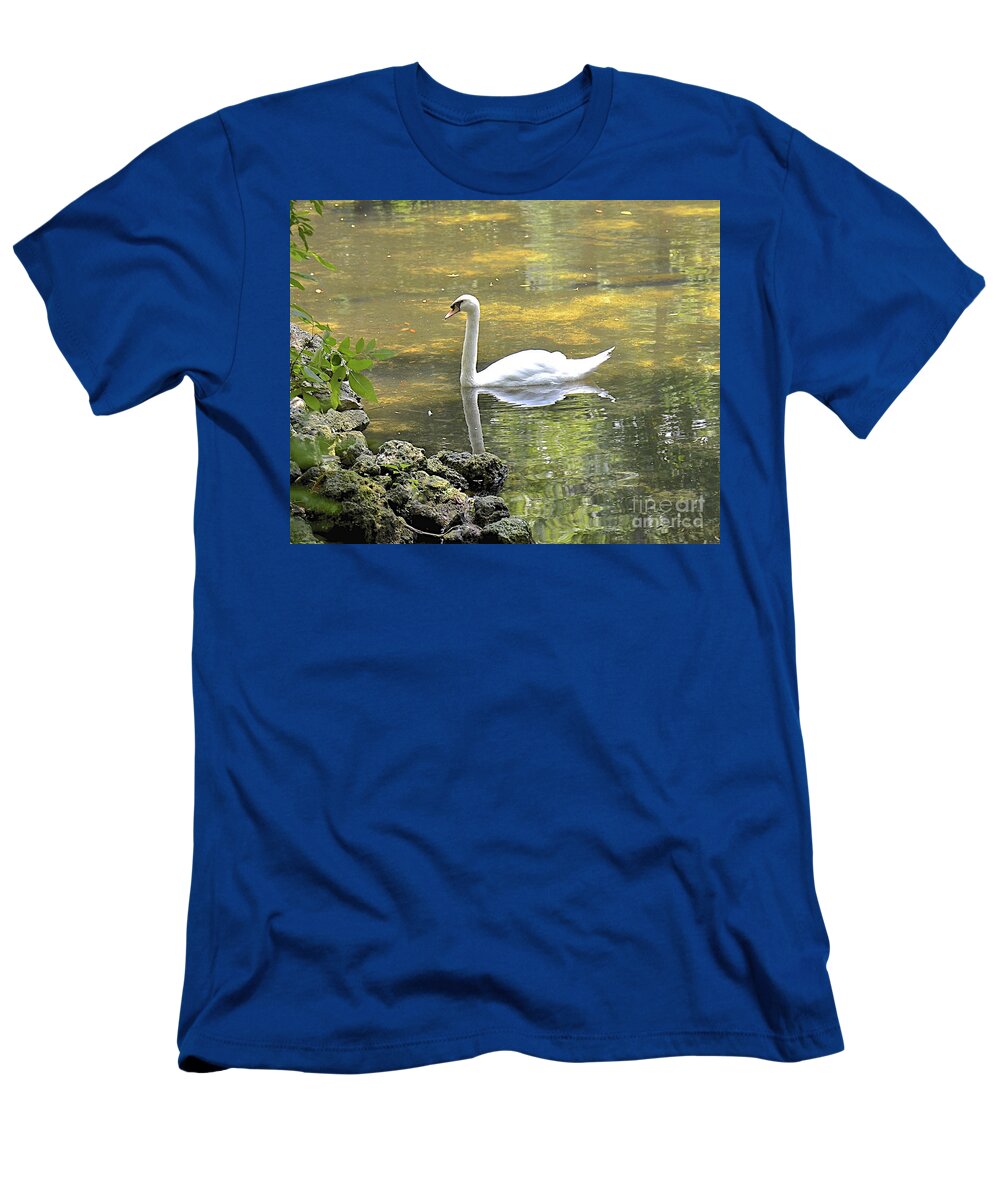 Swan T-Shirt featuring the photograph Swan Lake Reflections by Carol Bradley