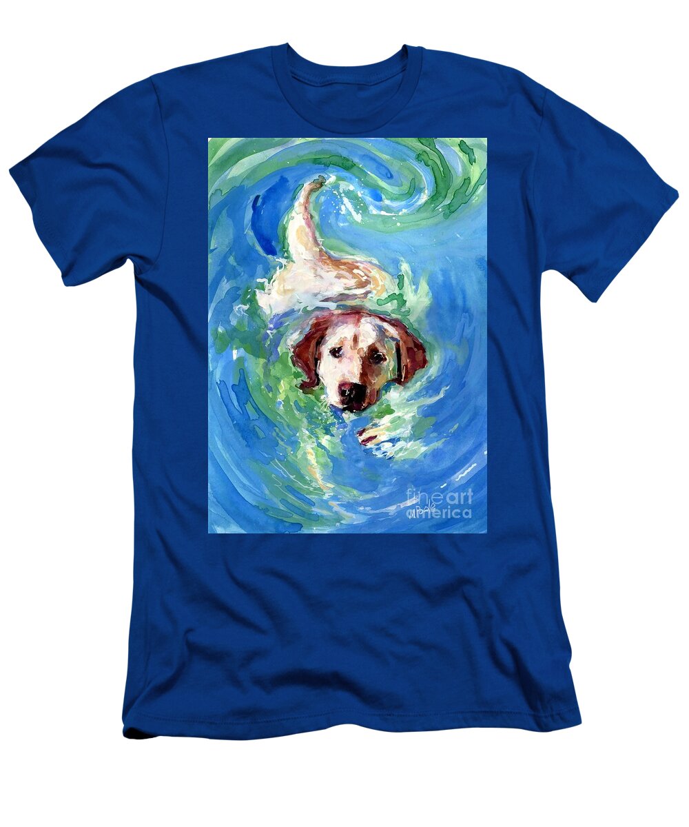 Dog Swimming T-Shirt featuring the painting Swirl Pool by Molly Poole