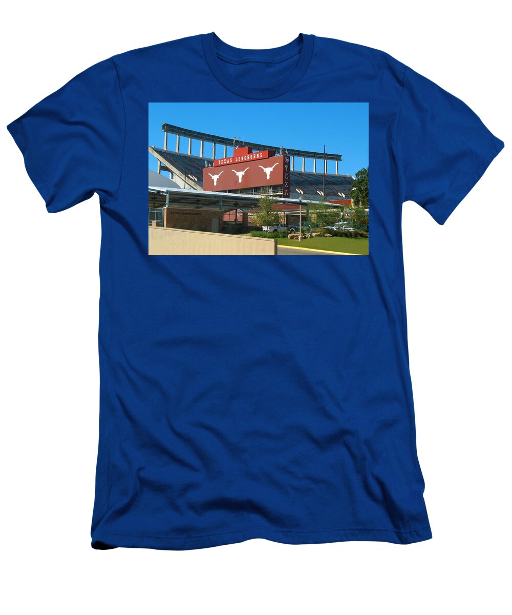 Texas Memorial Stadium T-Shirt featuring the photograph Texas Memorial Stadium - U T Austin Longhorns by Connie Fox