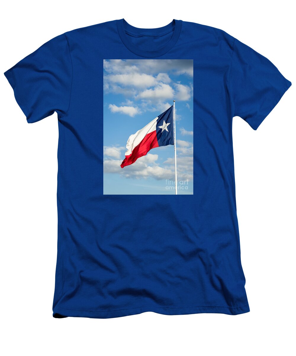 Texas T-Shirt featuring the photograph Texas State Flag Waving by Imagery by Charly
