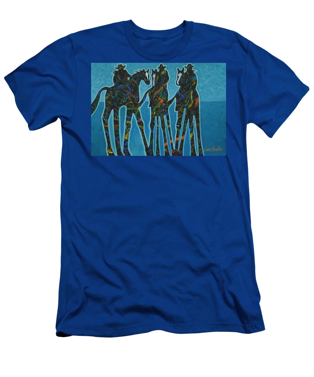 Minimal T-Shirt featuring the painting Three By The Sea by Lance Headlee