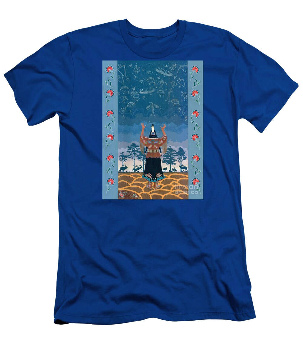 America T-Shirt featuring the painting Thunder Girl II by Chholing Taha