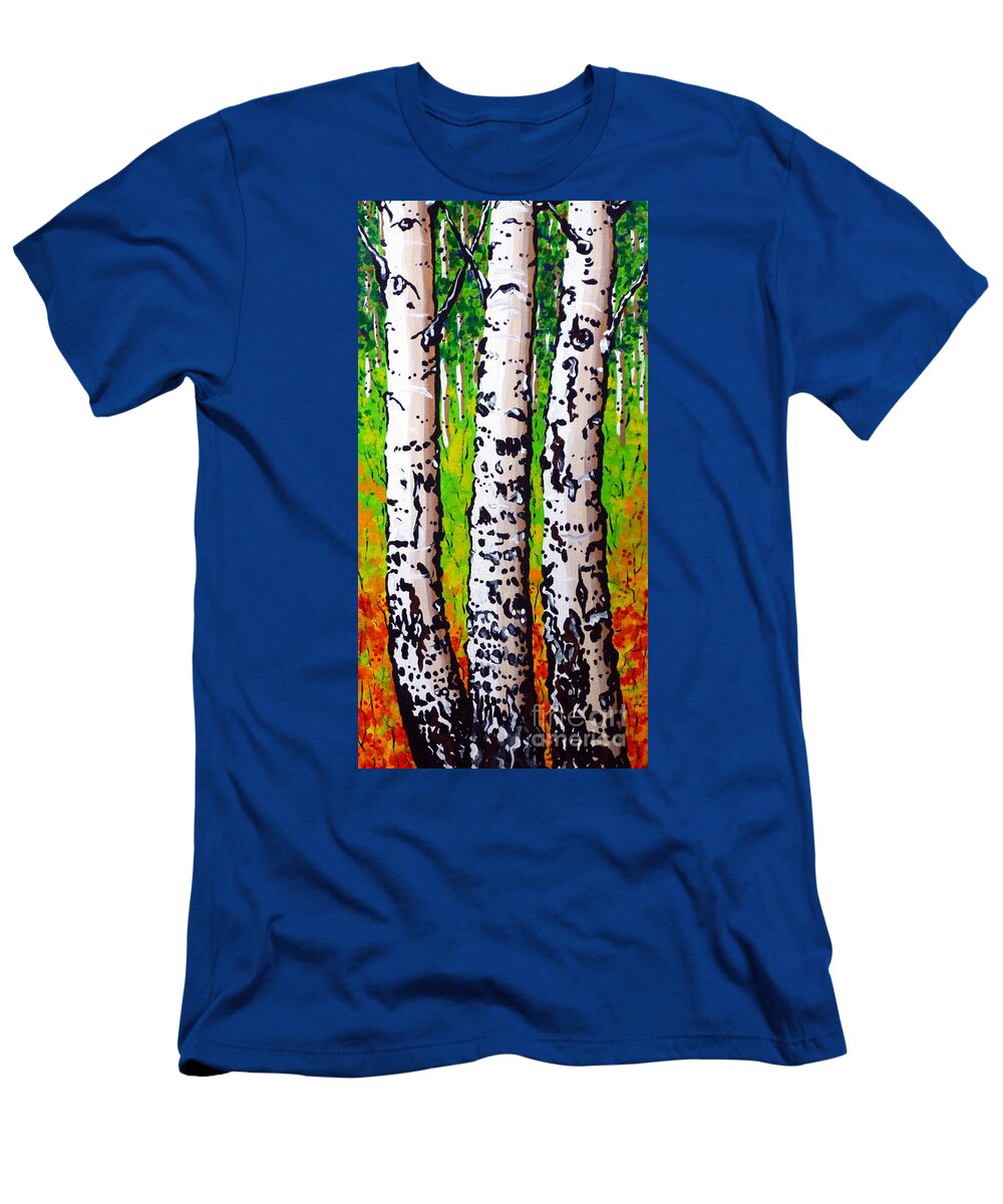 Aspens T-Shirt featuring the painting Tom Dick and Harry by Jackie Carpenter
