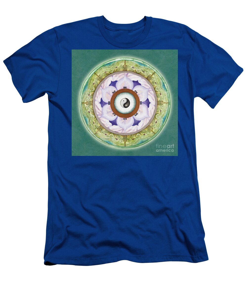Mandala Art T-Shirt featuring the painting Tranquility Mandala by Jo Thomas Blaine