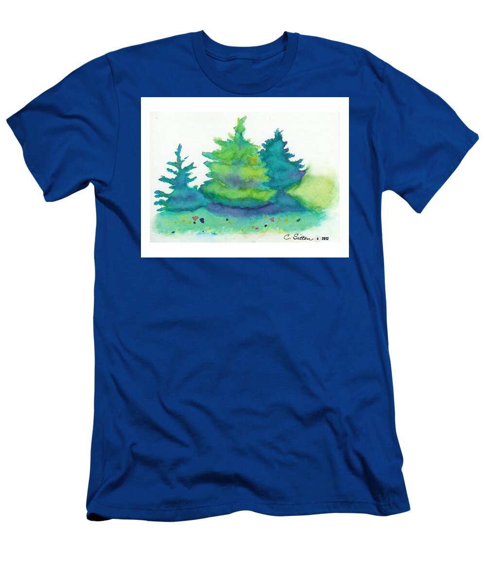 C Sitton Paintings T-Shirt featuring the painting Trees 2 by C Sitton