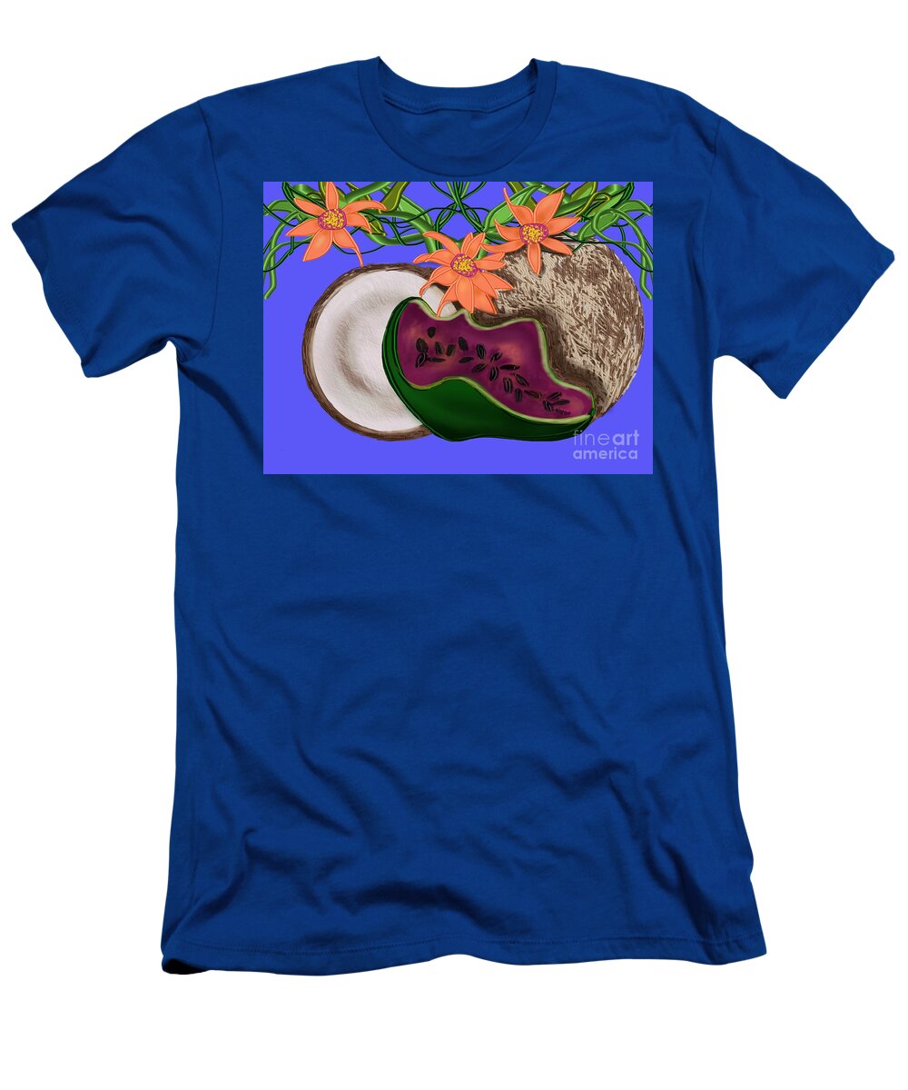 Coconut T-Shirt featuring the digital art Tropical Fruit by Christine Fournier