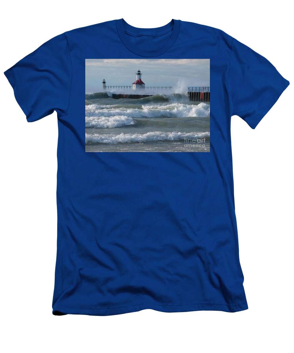 Wind T-Shirt featuring the photograph Tumultuous Lake by Ann Horn