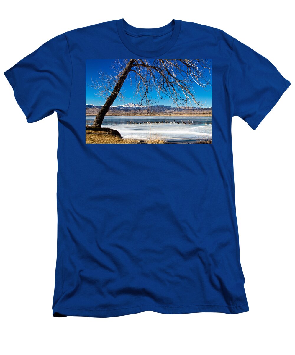 Longs Peak T-Shirt featuring the photograph Twin Peaks Blue by James BO Insogna