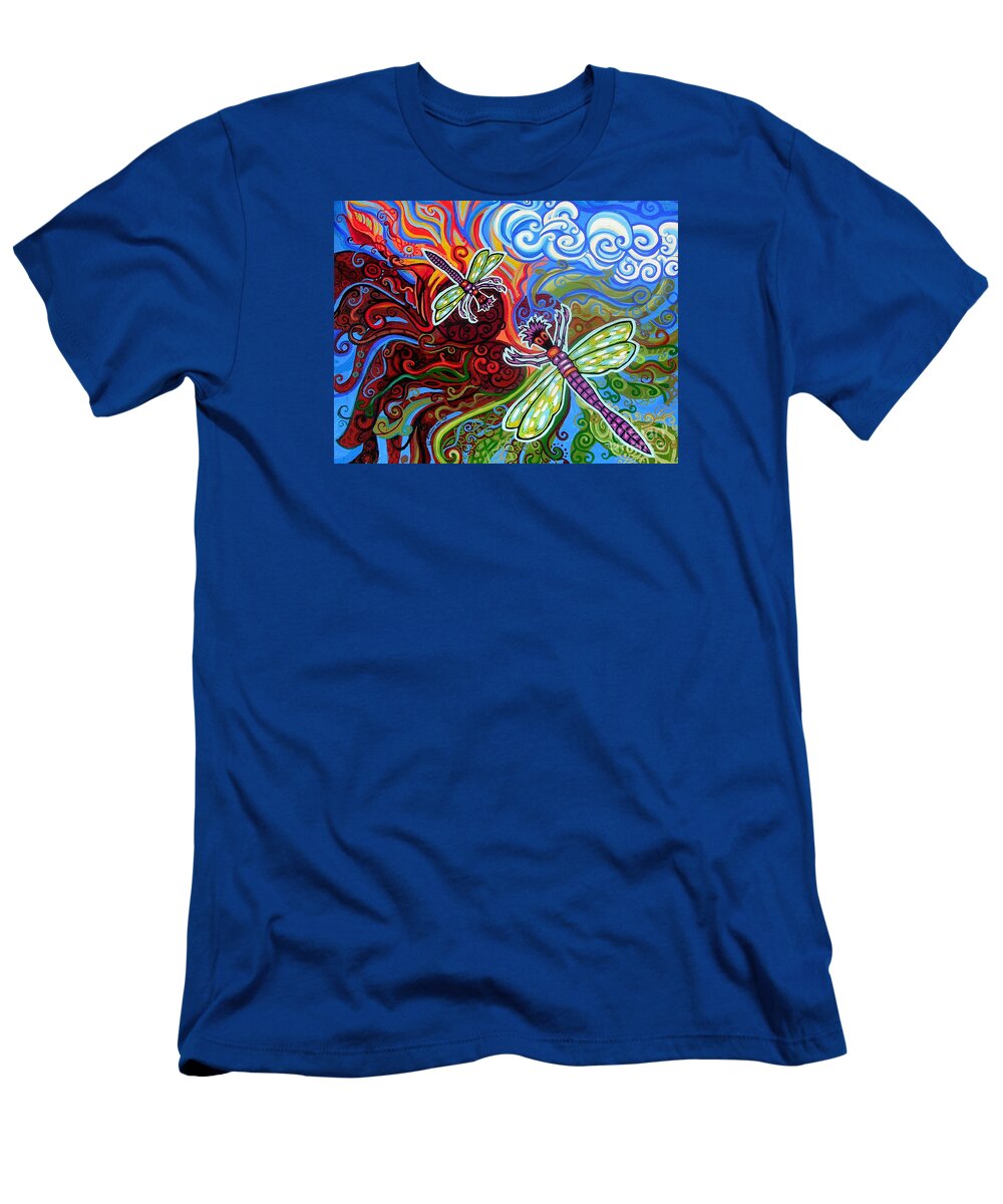 Dragonfly T-Shirt featuring the painting Two Dragonflies by Genevieve Esson