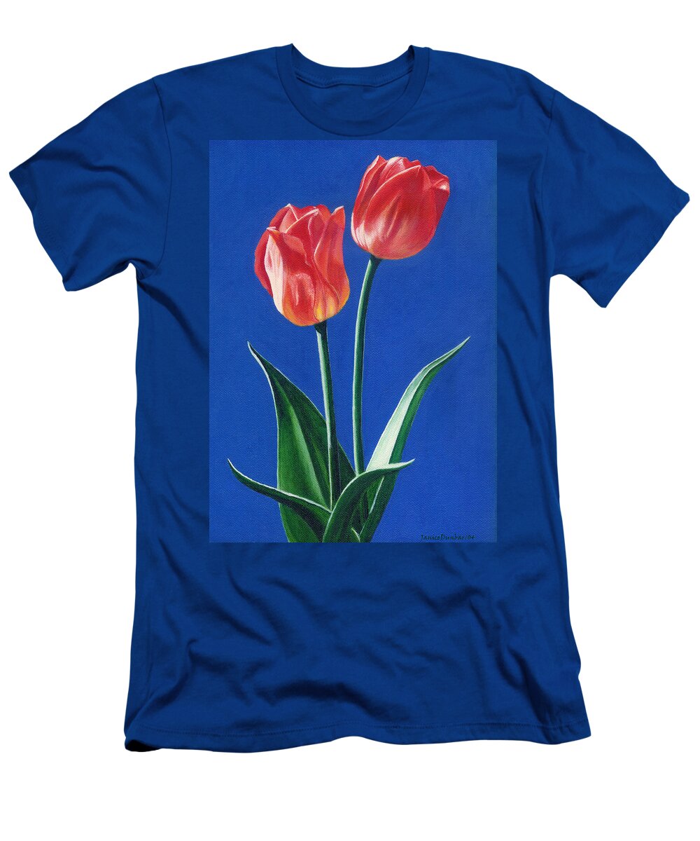Tulips T-Shirt featuring the painting Two Tulips by Janice Dunbar