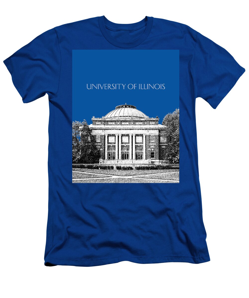 University T-Shirt featuring the digital art University of Illinois Foellinger Auditorium - Royal Blue by DB Artist