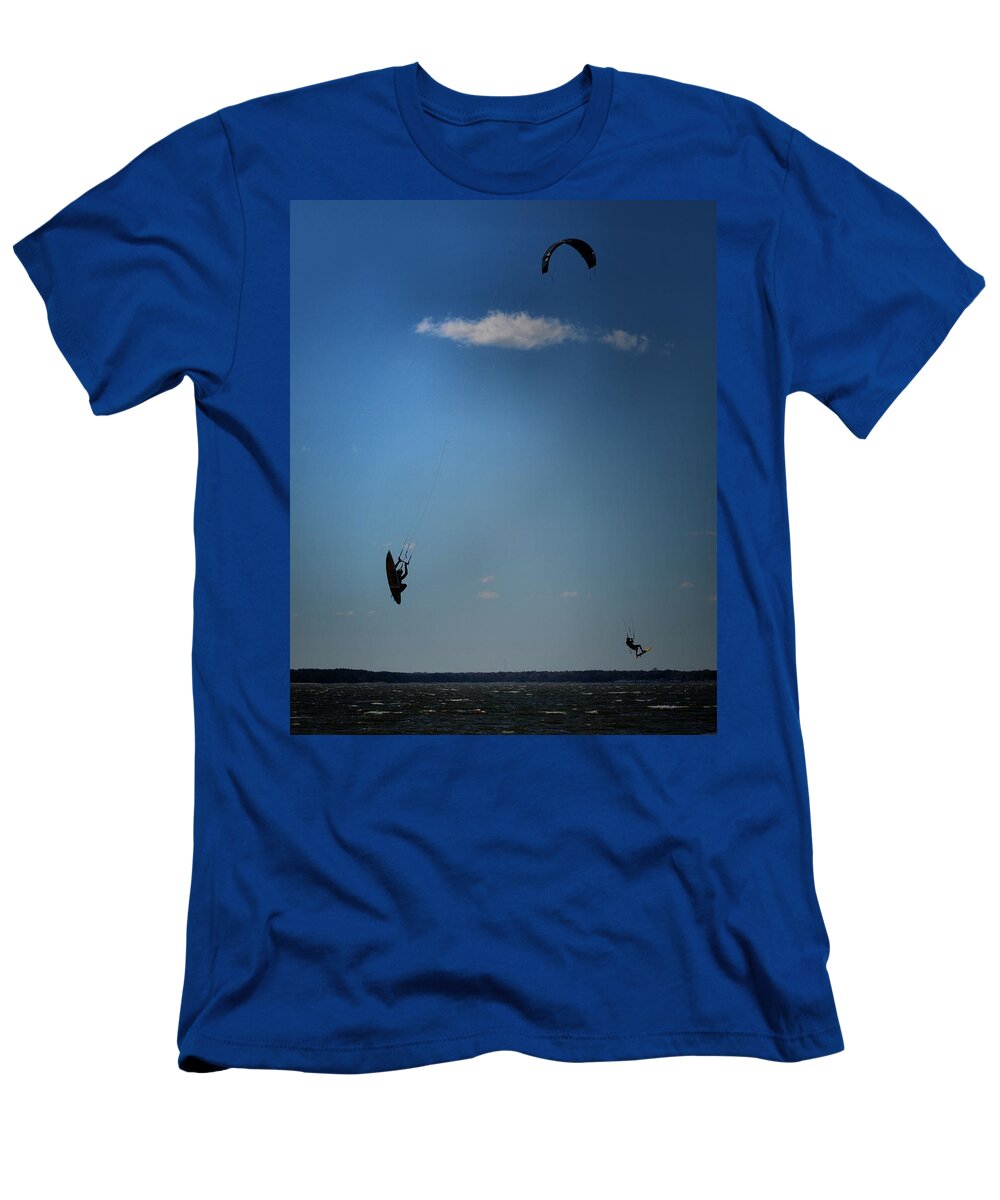 Kiteboarding T-Shirt featuring the photograph Up Up n Away by Robert McCubbin