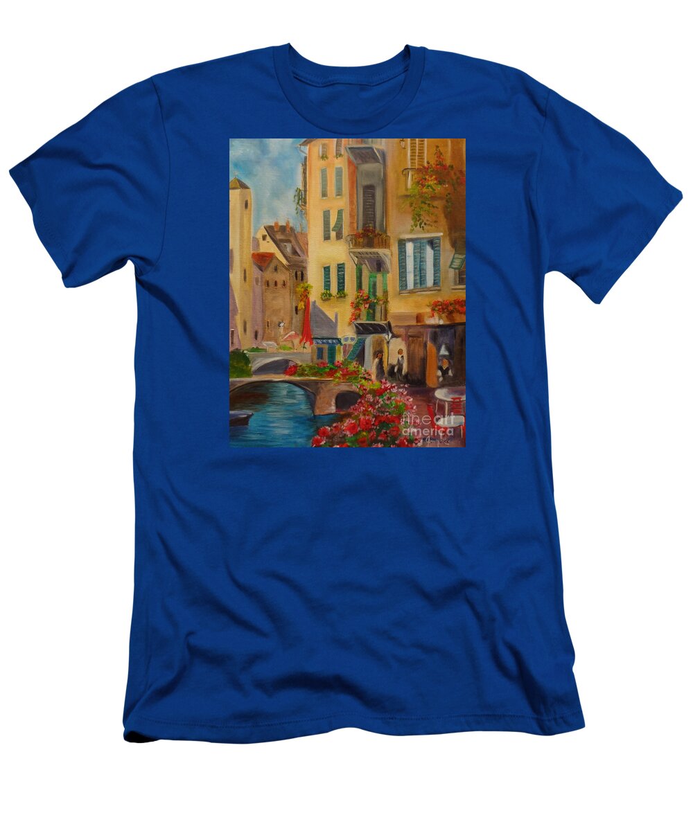 Venice Scene T-Shirt featuring the painting Venic Canal 1 by Jenny Lee