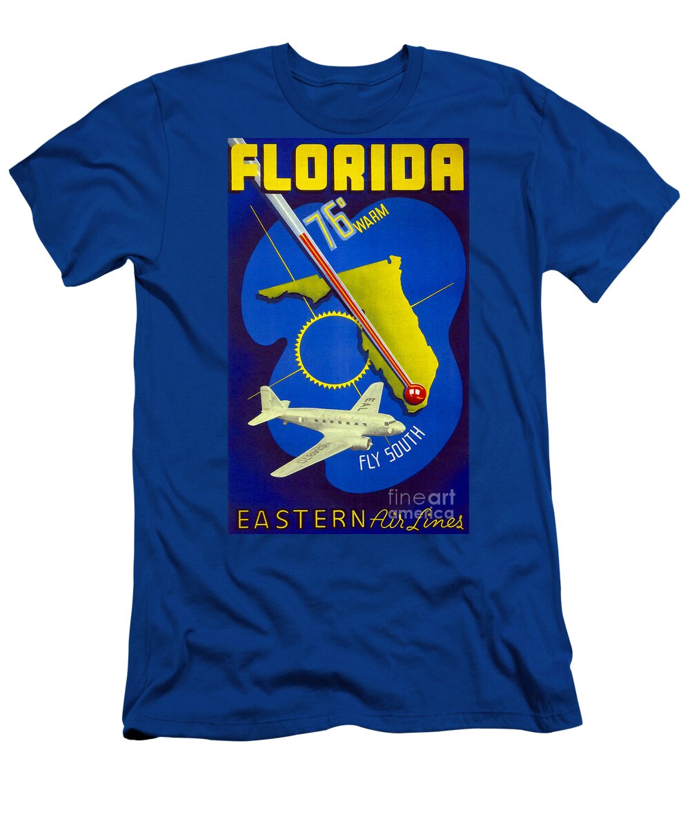 Vintage Florida Travel Poster T-Shirt featuring the drawing Vintage Florida Travel Poster by Jon Neidert
