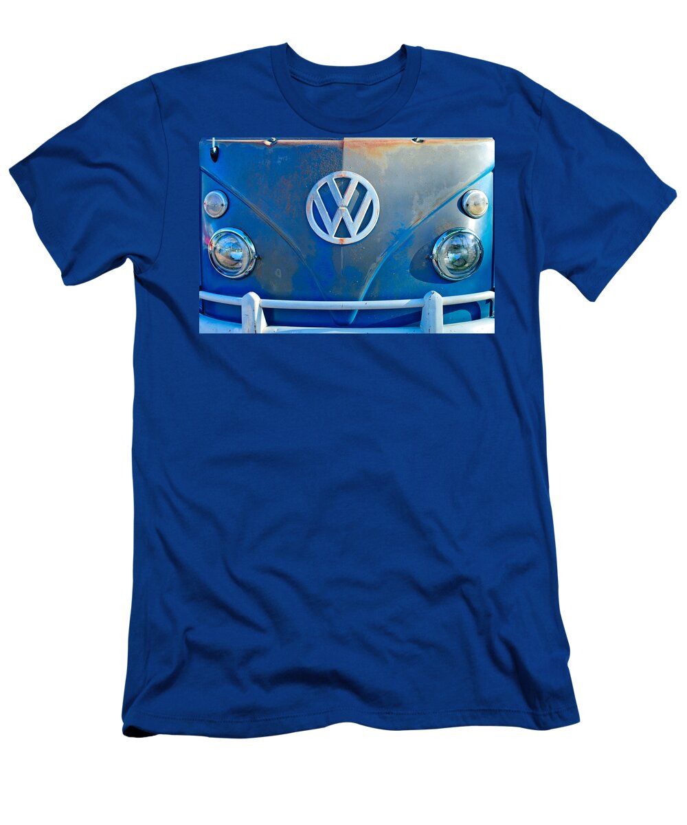 Volkswagen Vw Bus Front Emblem T-Shirt featuring the photograph Volkswagen VW Bus Front Emblem by Jill Reger
