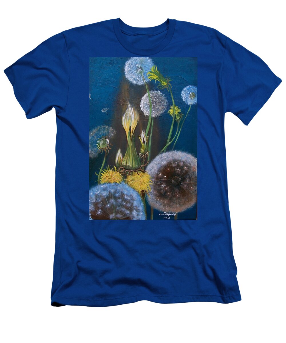 White T-Shirt featuring the painting Western Goat's Beard Weed by Sharon Duguay
