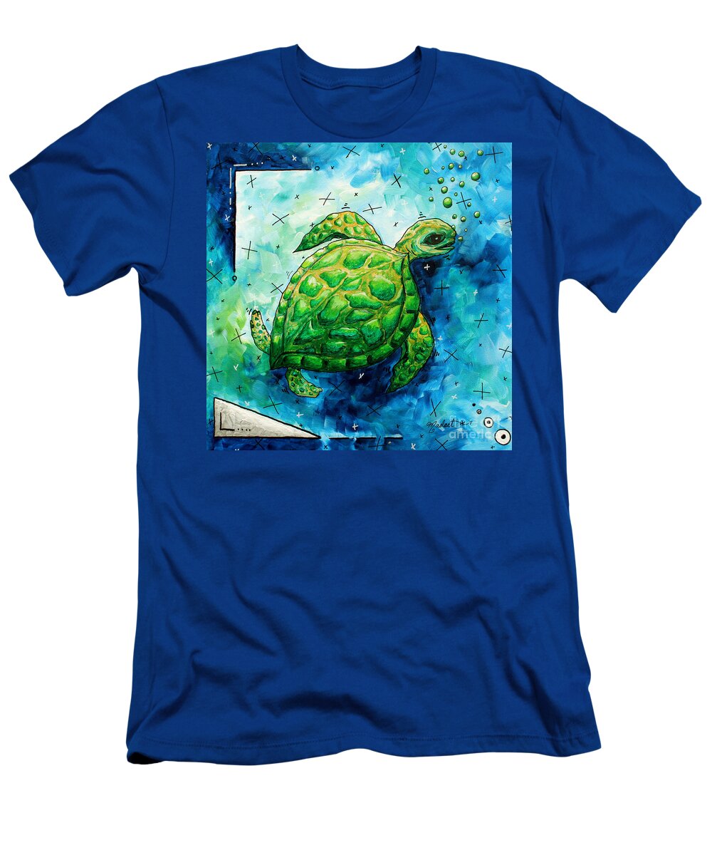 Turtle T-Shirt featuring the painting Whimsical Sea Turtle Original Painting by Megan Duncanson by Megan Aroon