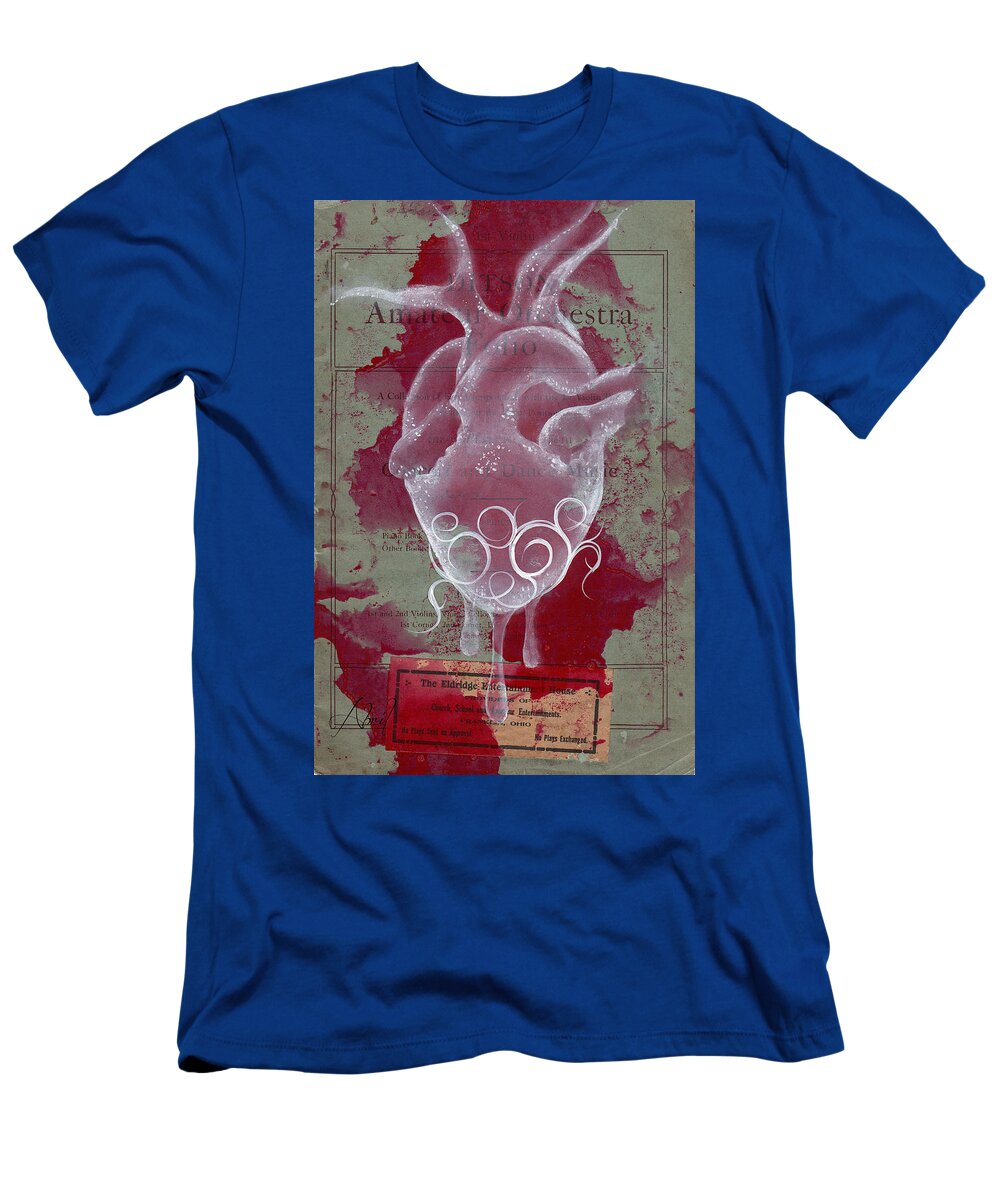 Heart T-Shirt featuring the painting White Heart by Abril Andrade