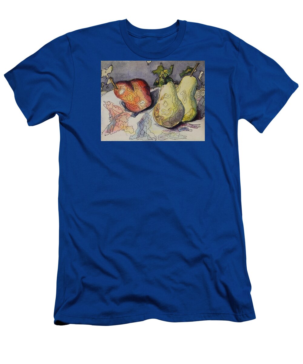 Still Life T-Shirt featuring the painting Happy Pears Rocking Out by Maria Hunt