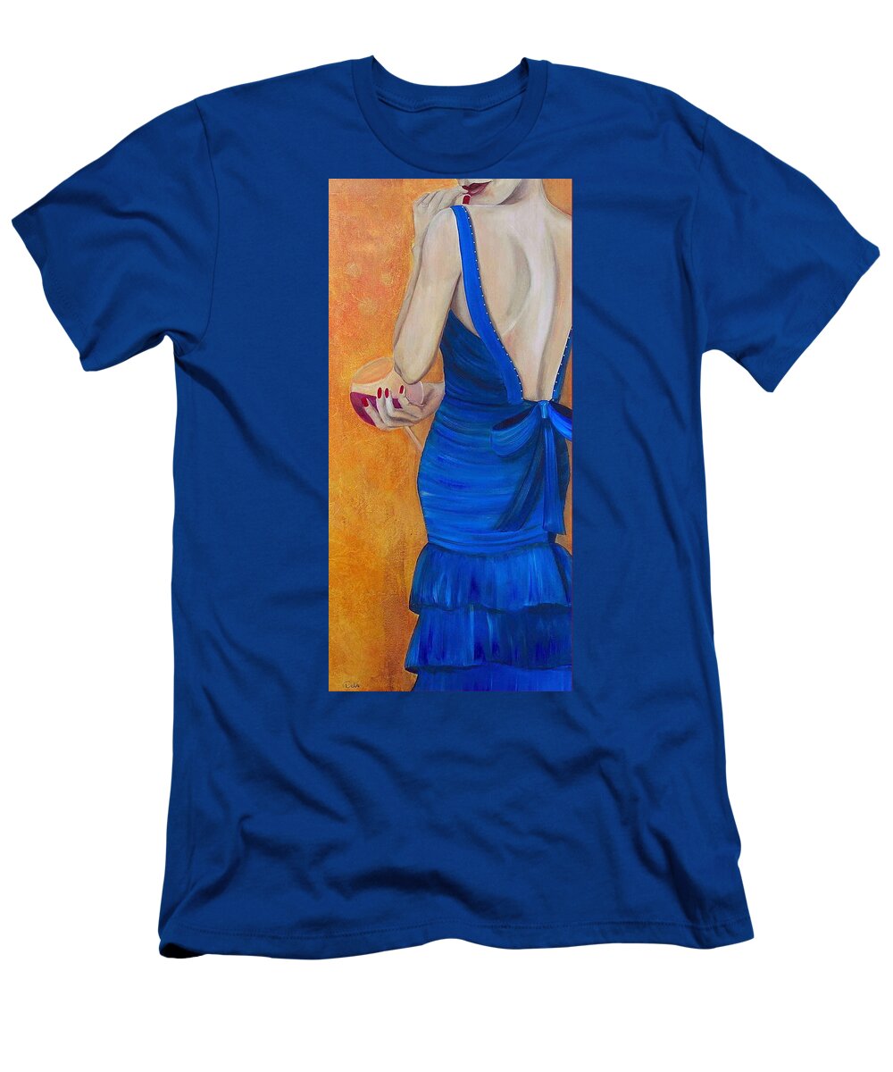 Woman T-Shirt featuring the painting Woman in Blue by Debi Starr