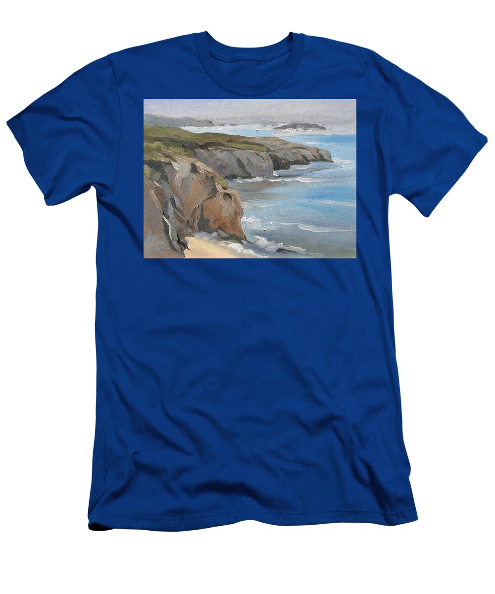 Seascape California T-Shirt featuring the painting Big Sur Study by Jay Johnson