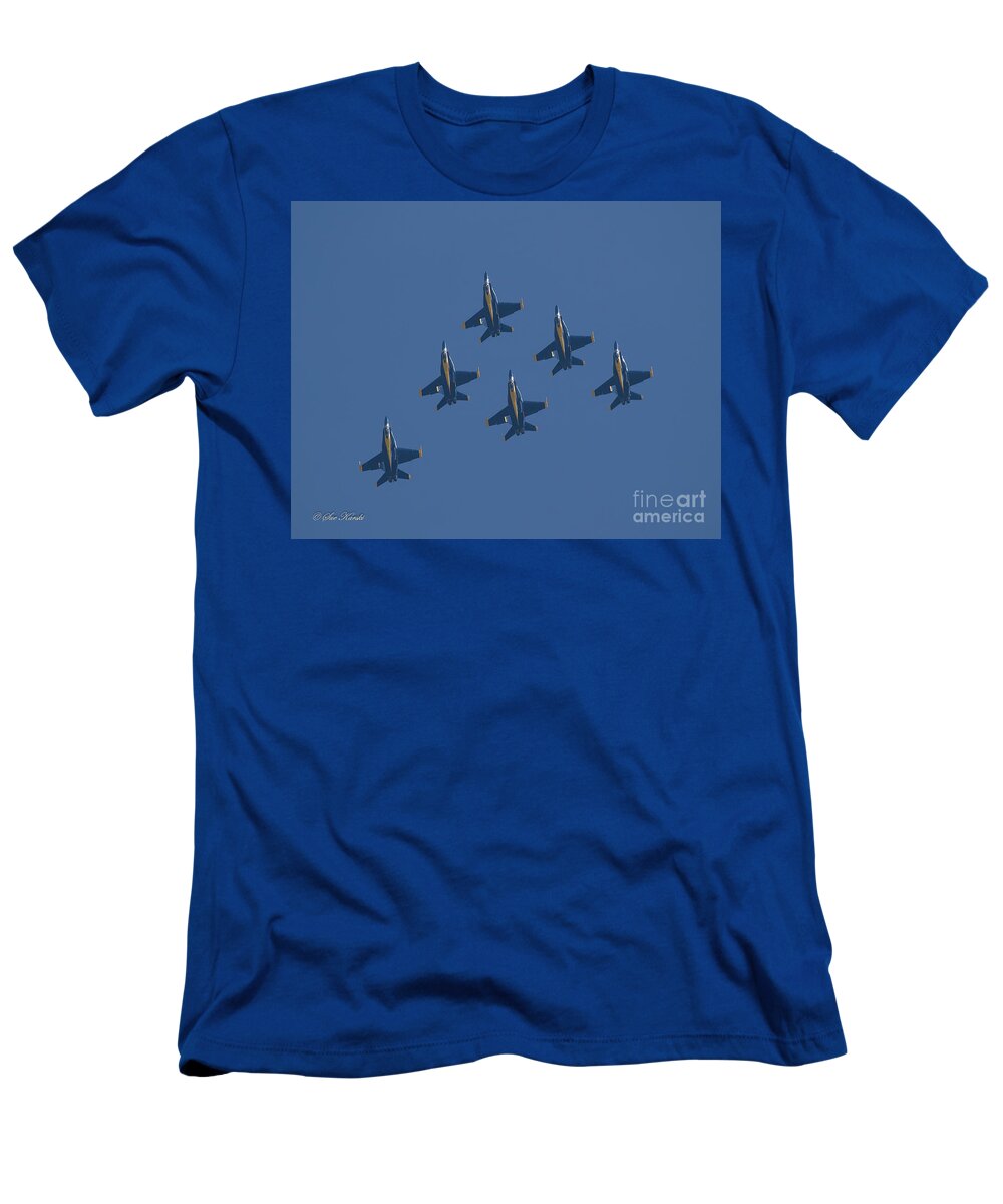 Airshow T-Shirt featuring the photograph Blue Angel Team by Sue Karski
