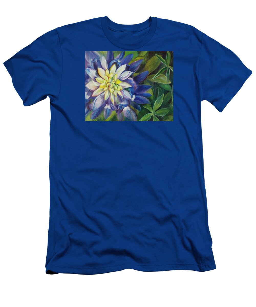 Bluebonnet T-Shirt featuring the painting Bluebonnet Daze by Mary Beglau Wykes