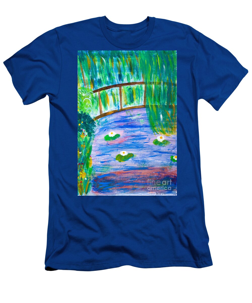 Acrylic T-Shirt featuring the painting Bridge of lily pond by Simon Bratt