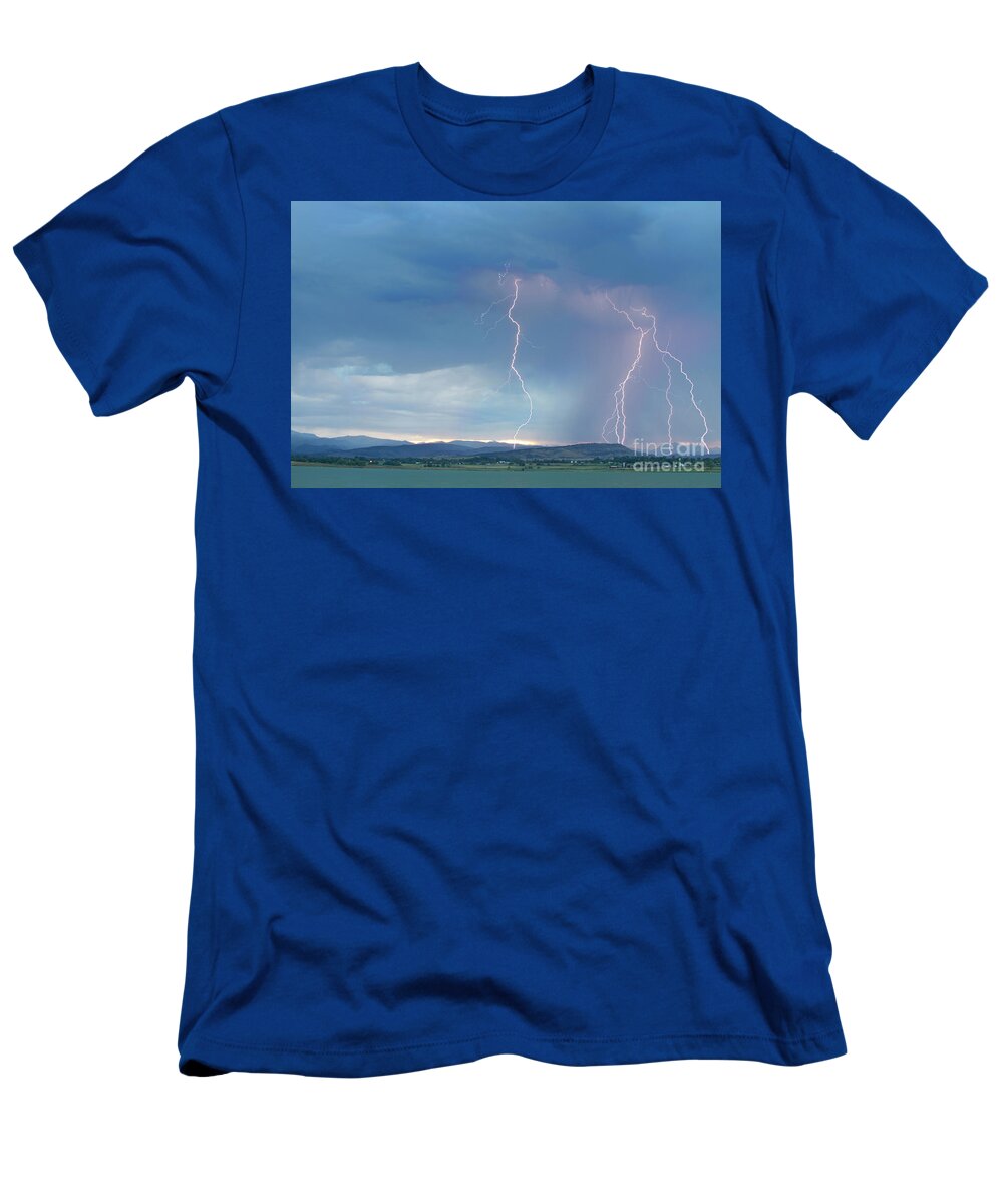 July T-Shirt featuring the photograph Colorado Rocky Mountains Foothills Lightning Strikes 2 by James BO Insogna