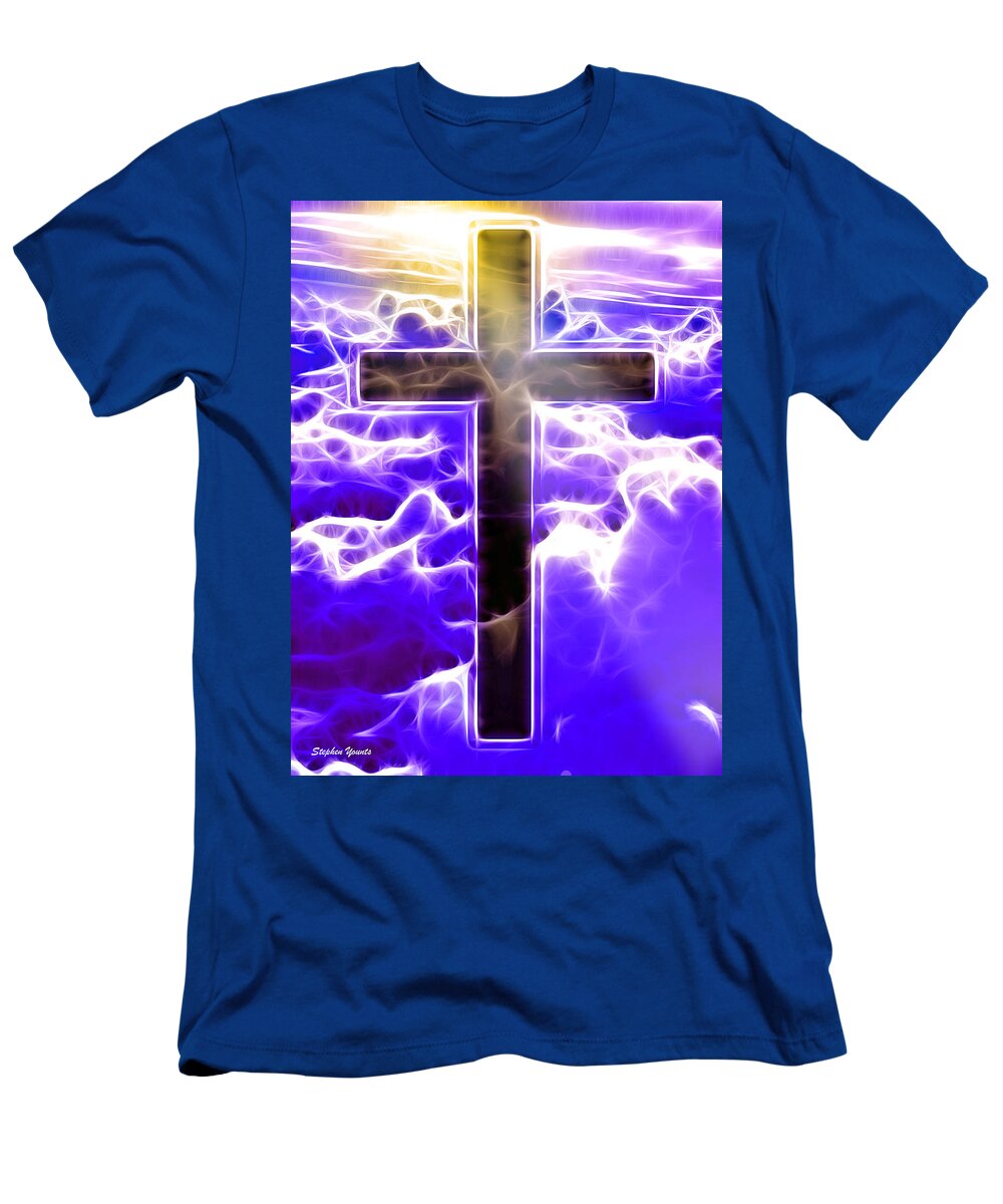 Cross T-Shirt featuring the digital art Cross by Stephen Younts
